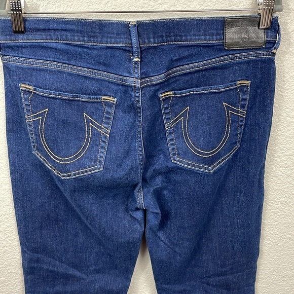 True Religion Halle Mid Rise Super Skinny Jeans Dark Wash Sz 31 - Picture 1 of 12